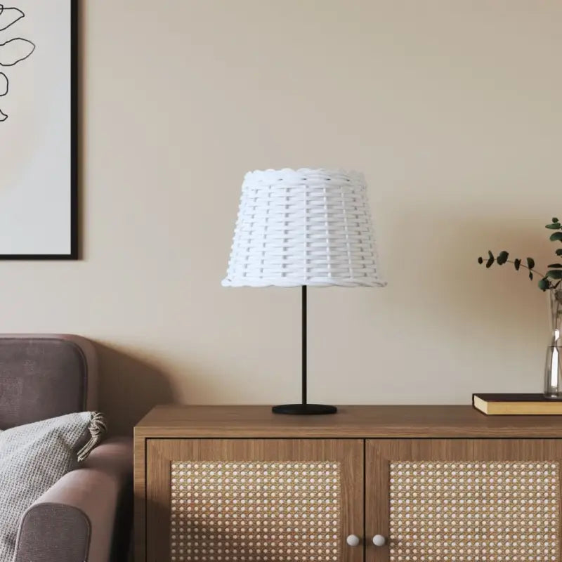 Natuurlijke wicker lampenkap met houder gat voor sfeervolle verlichting - Wit / Ø 30 x 20 cm - Lampenkappen