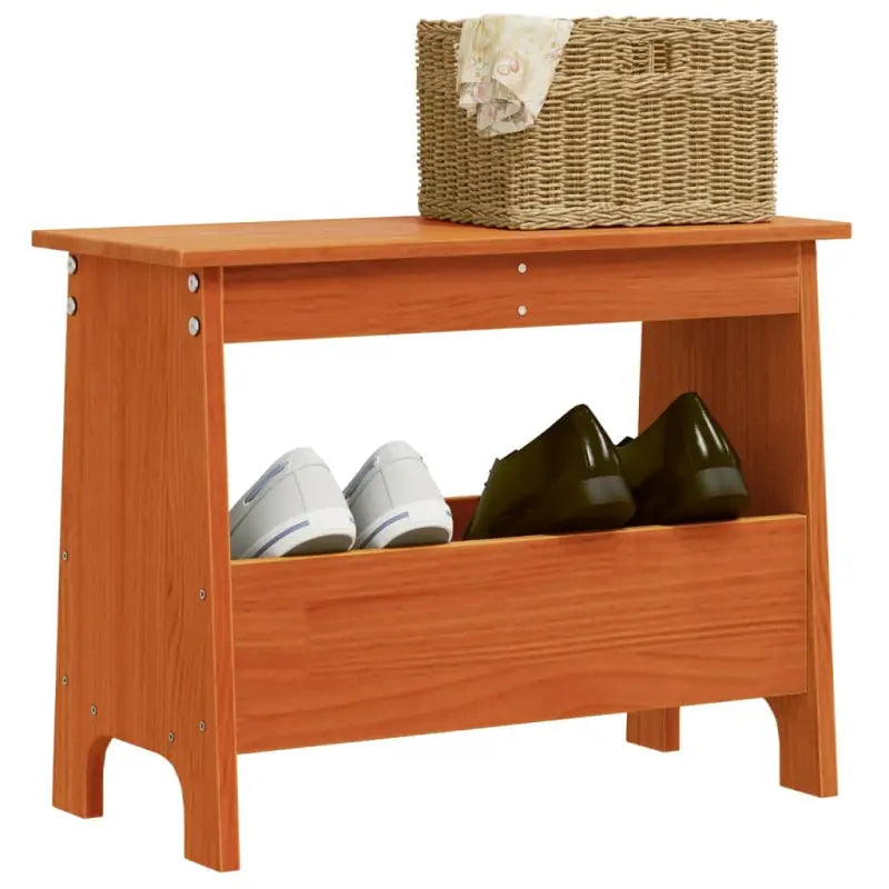 Opberg- en halbankje van massief grenenhout voor een warme sfeer - Bruin / 60 x 28 x 45 cm - Opberg- & halbankjes