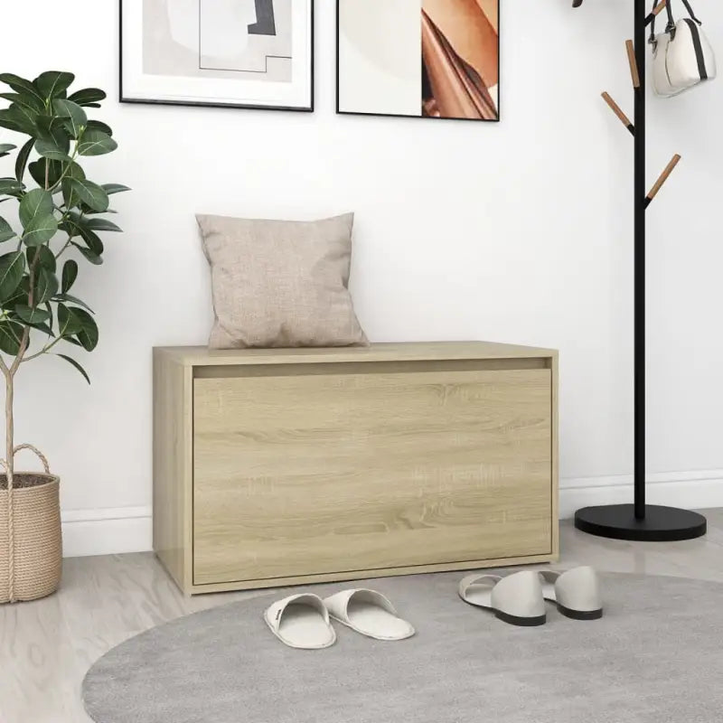 Opberg- en halbankjes van bewerkt hout voor een warme ingang - Sonoma eiken - Opberg- & halbankjes