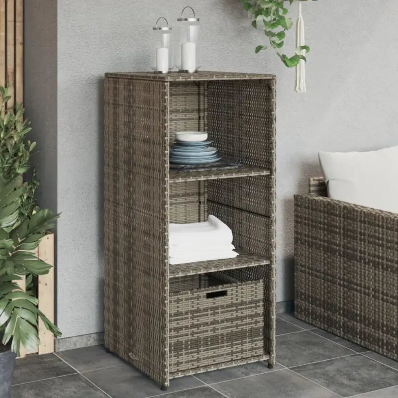 Opbergbox voor buiten in poly rattan voor tuinmeubels en accessoires - Grijs - Opbergboxen voor buiten