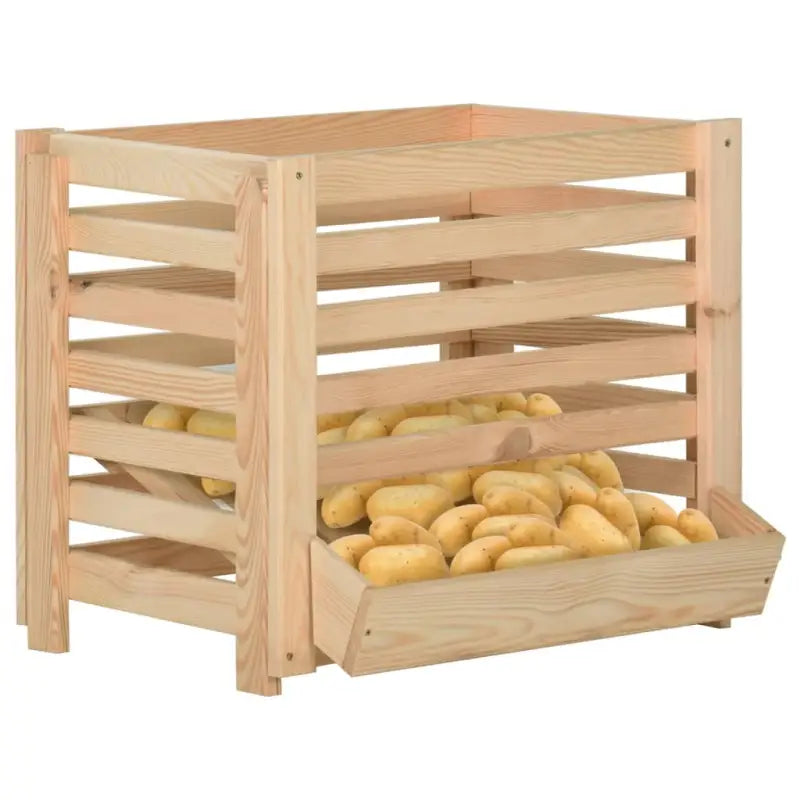 Opbergdozen van massief grenenhout voor groenten en knoflook - 60 x 40 x 50 cm / 1 - Opbergdozen