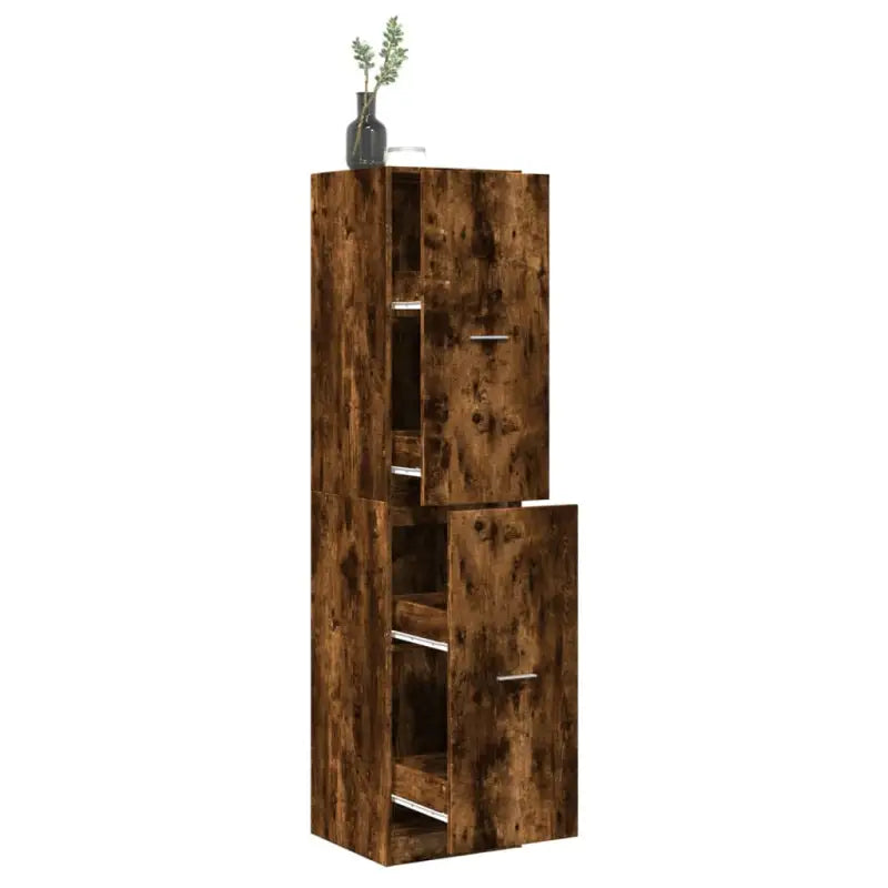 Opbergkast met bewerkt hout voor stijlvol en duurzaam opbergen - Gerookt eiken / 40 x 41 x 174.5 cm / 1 - Opbergkasten
