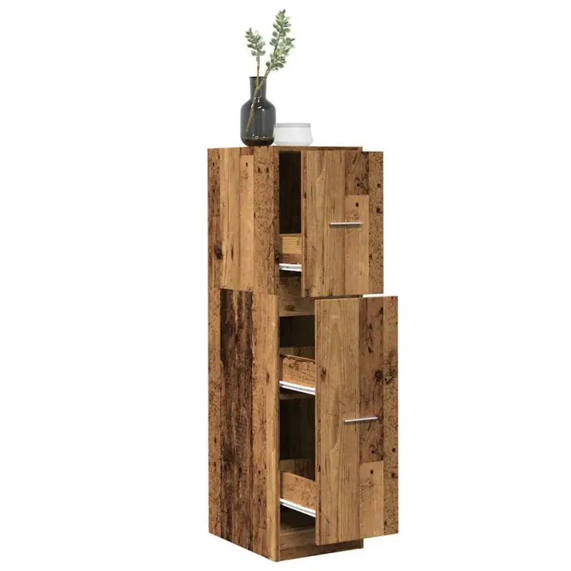 Opbergkast met bewerkt hout voor stijlvol en duurzaam opbergen - Oud hout / 30 x 41 x 118 cm / 1 - Opbergkasten &