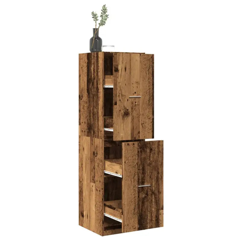 Opbergkast met bewerkt hout voor stijlvol en duurzaam opbergen - Oud hout / 40 x 41 x 144.5 cm / 1 - Opbergkasten &