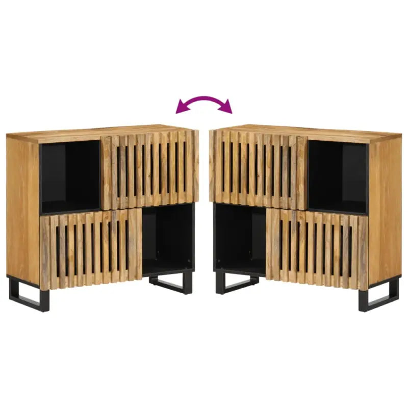 Opbergkast met massief ruw mangohout en industriële stijl - Opbergkasten & lockerkasten