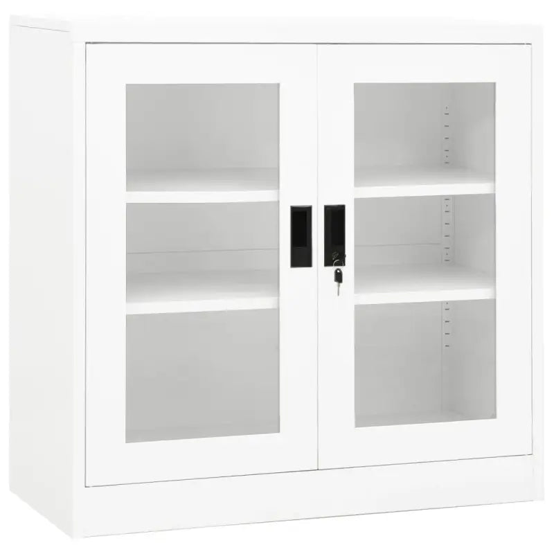 Opbergkast met verstelbare schappen en gehard glas voor documentenstorage - Wit / 90 x 40 x 90 cm / 1 - Opbergkasten &