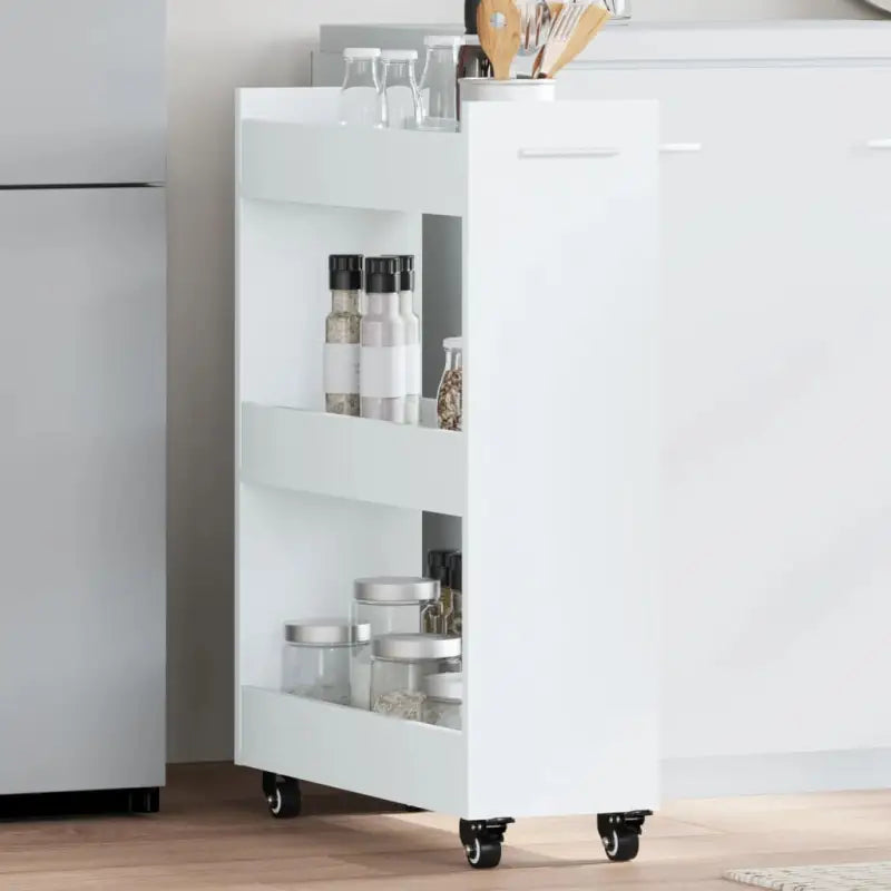 Opbergkast van bewerkt hout met zwenkwielen en ruime opbergmogelijkheden - Wit / 1 - Opbergkasten & lockerkasten