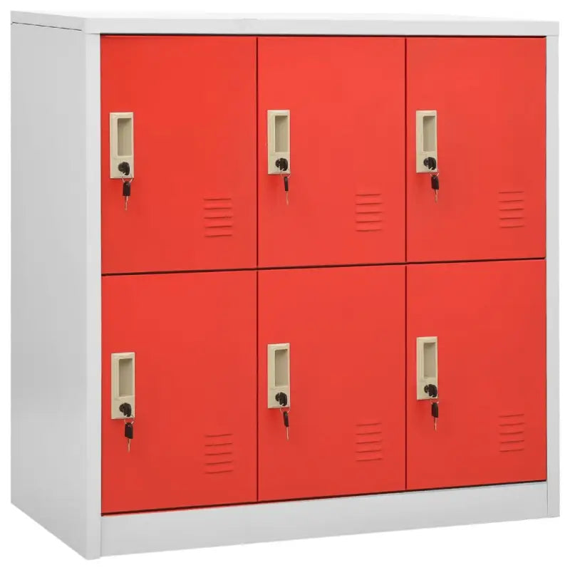 Opbergkast voor verschillende spullen met modern en duurzaam design - Lichtgrijs en rood / 1 / Met 6 lockers