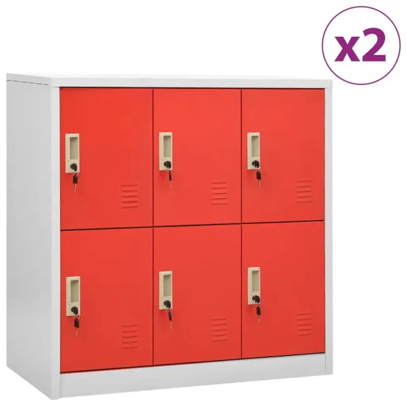 Opbergkast voor verschillende spullen met modern en duurzaam design - Lichtgrijs en rood / 2 / Met 6 lockers