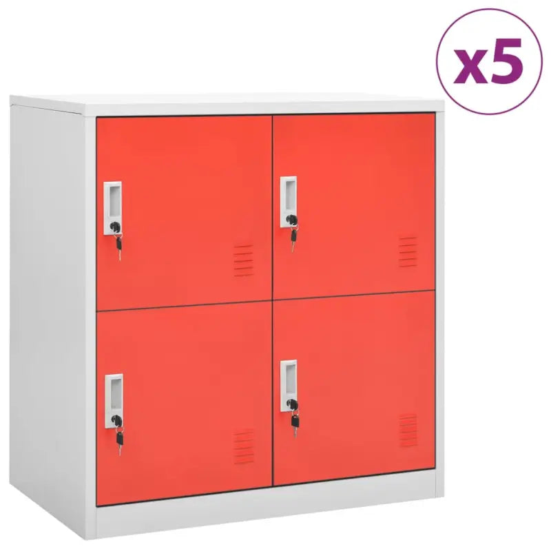 Opbergkast voor verschillende spullen met modern en duurzaam design - Lichtgrijs en rood / 5 / Met 4 lockers