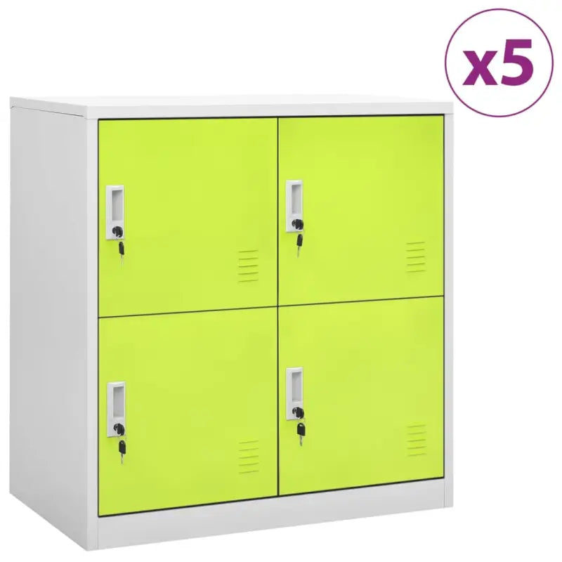 Opbergkast voor verschillende spullen met modern en duurzaam design - Lichtgrijs en groen / 5 / Met 4 lockers
