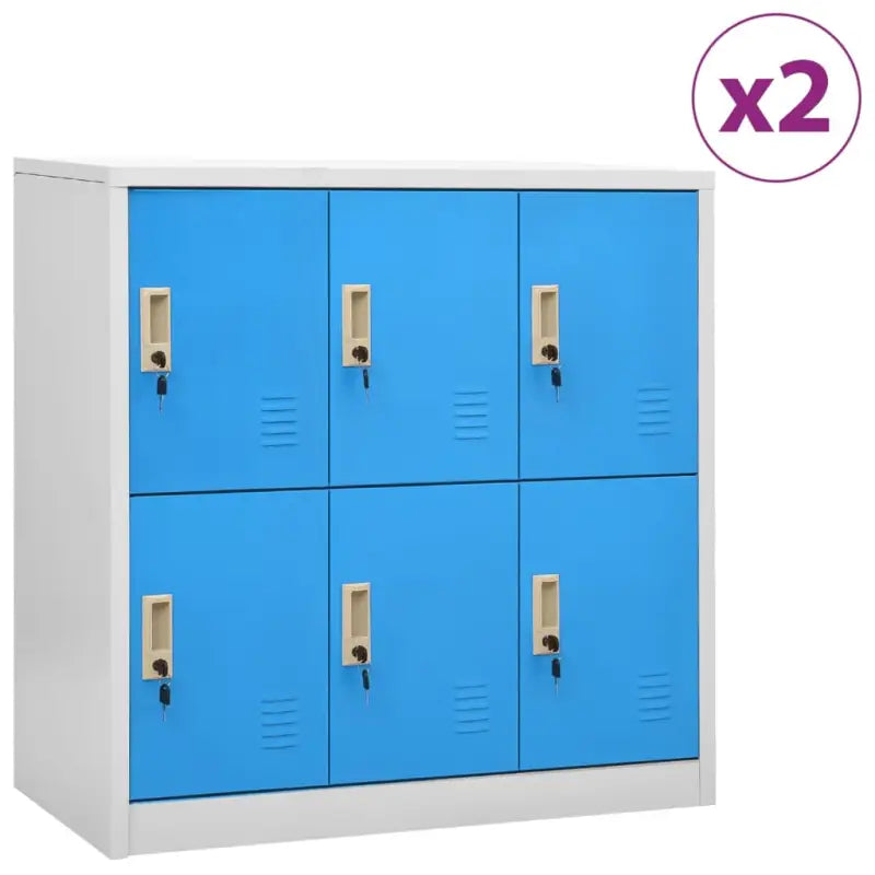 Opbergkast voor verschillende spullen met modern en duurzaam design - Lichtgrijs en blauw / 2 / Met 6 lockers