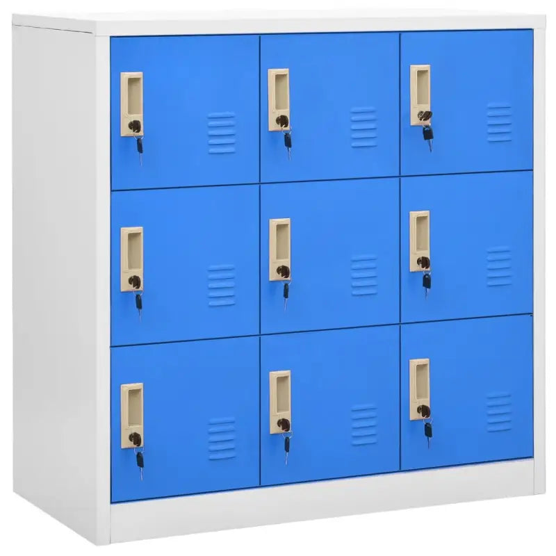 Opbergkast voor verschillende spullen met modern en duurzaam design - Lichtgrijs en blauw / 1 / Met 9 lockers