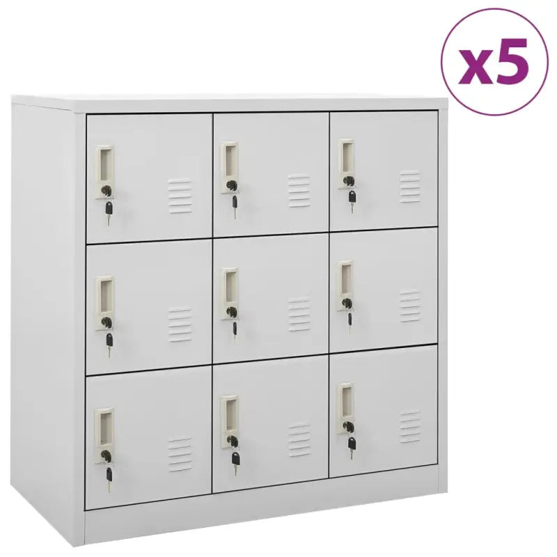 Opbergkast voor verschillende spullen met modern en duurzaam design - Lichtgrijs / 5 / Met 9 lockers - Opbergkasten &