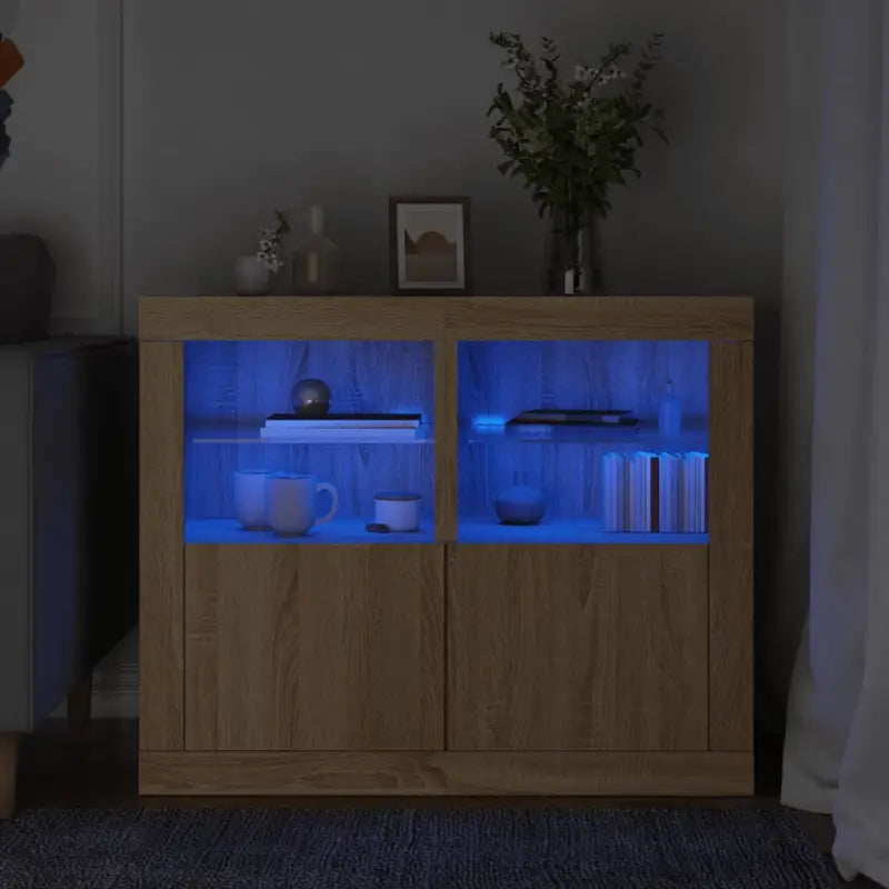 Opbergkasten met RGB LED-verlichting en bewerkt hout - Sonoma eiken / 2 - Opbergkasten & lockerkasten