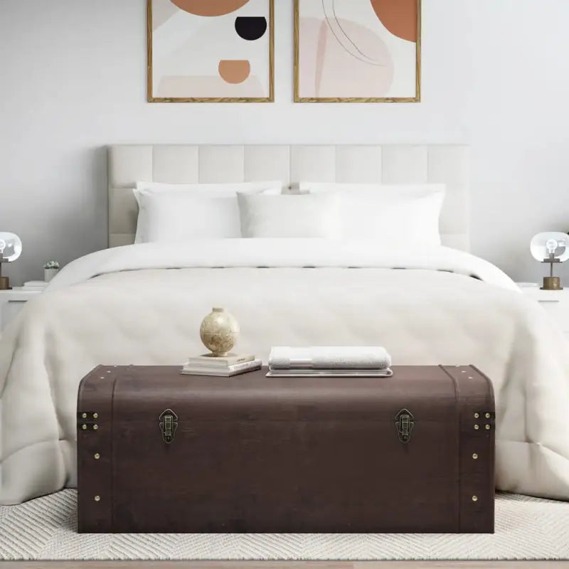 Opbergkist van bewerkt hout en vurenhout fineer voor waardevolle spullen - Opbergkisten