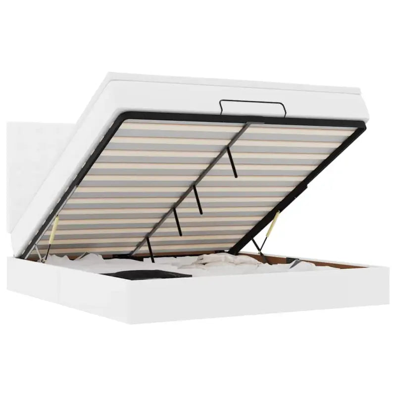 Ottomaanse bed met matras in wit materiaal en ruime opbergruimte - Bedden & bedframes