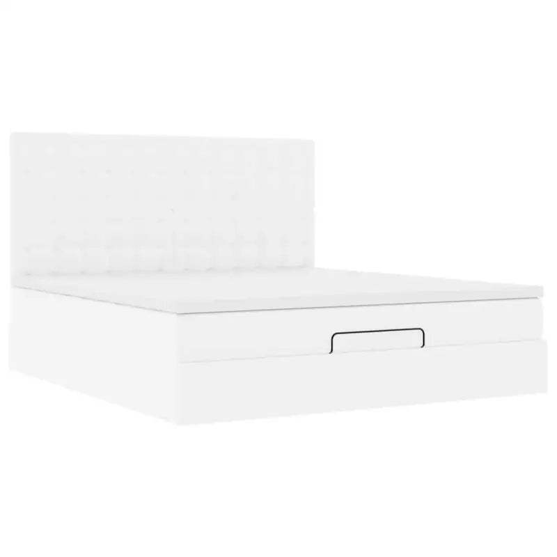 Ottomaanse bed met matras in wit materiaal en ruime opbergruimte - Bedden & bedframes