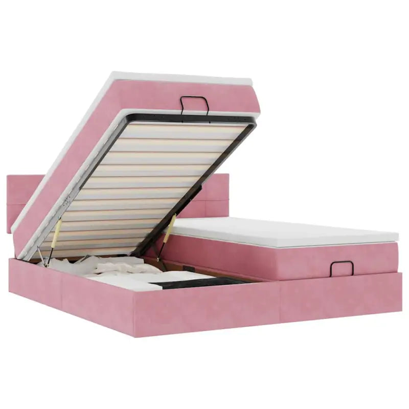 Ottomaanse bed met ruime opbergruimte en roze materiaal vulling - Bedden & bedframes