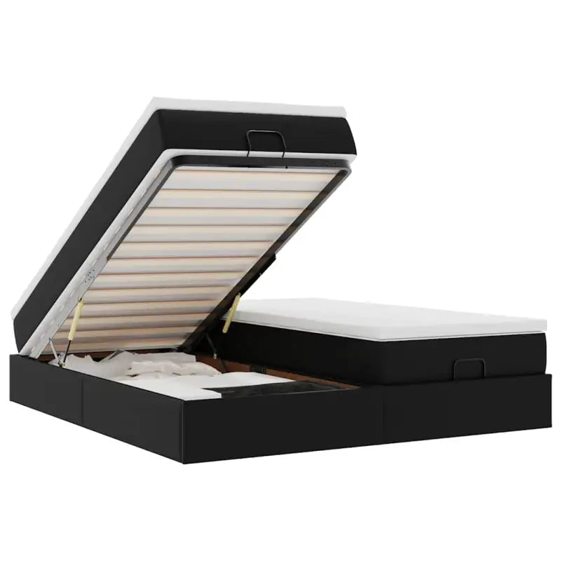 Ottomaanse bed met ruime opbergruimte en zwart materiaal - Bedden & bedframes