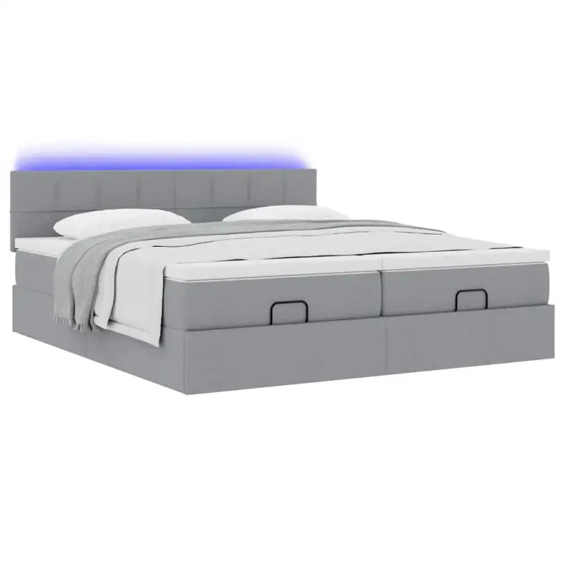 Ottomaanse bed met ruime opbergruimte in lichtgrijs materiaal - Bedden & bedframes