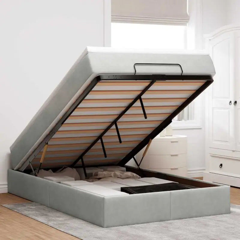 Ottomaanse bed met ruime opbergruimte in zwart materiaal - Lichtgrijs / 120 x 190 - Bedden & bedframes