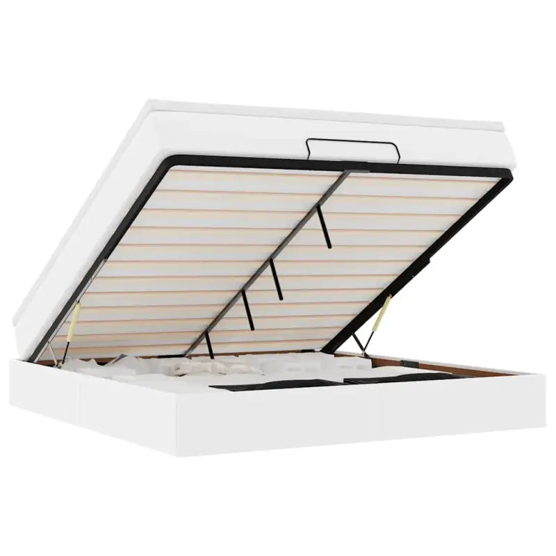 Ottomaanse bed met wit materiaal en ruime opbergruimte - Bedden & bedframes