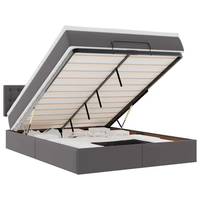 Ottomane bed met grijs materiaal en comfortabele schuimvulling - Bedden & bedframes