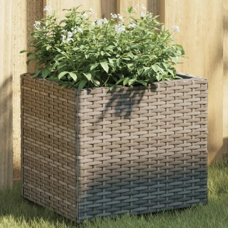 Plantenbak in poly rattan met nonwoven zak voor buitengebruik - Grijs / 36 x 30 x 32 cm / 1 - Bloempotten &
