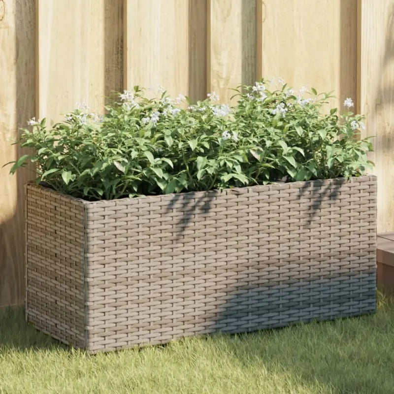 Plantenbak in poly rattan met nonwoven zak voor buitengebruik - Grijs / 72 x 30 x 32 cm / 1 - Bloempotten &