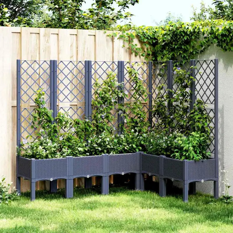 Plantenbak met latwerk voor klimplanten in tuin of op terras - Blauwgrijs / 160 x 120 x 142 cm / 1 - Bloempotten &