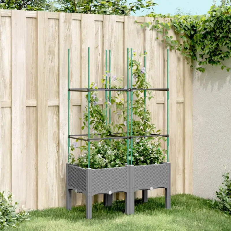 Plantenbak met latwerk voor klimplanten in tuin of terras - Lichtgrijs / 80 x 40 x 142.5 cm / 1 - Bloempotten &