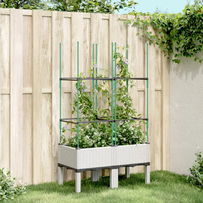 Plantenbak met latwerk voor klimplanten in tuin of terras - Wit / 80 x 40 x 142.5 cm / 1 - Bloempotten & plantenbakken