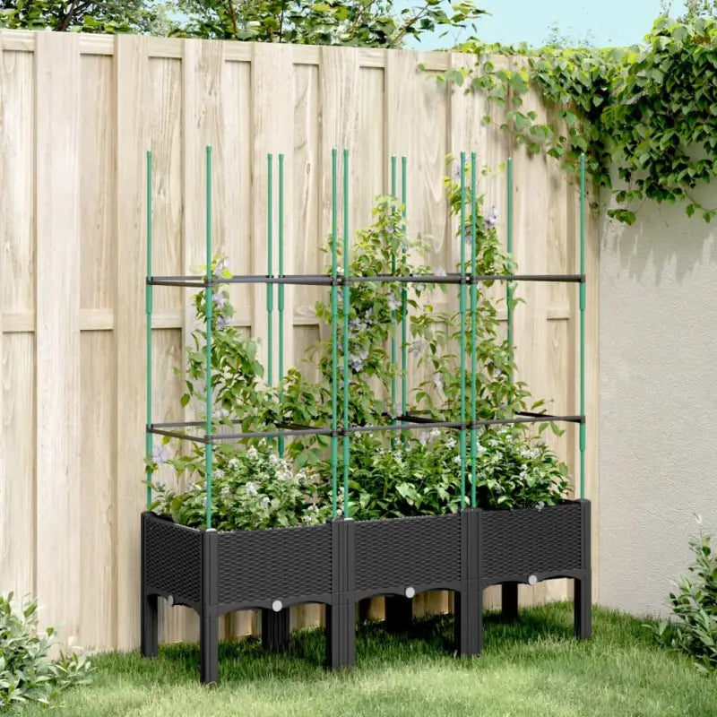 Plantenbak met latwerk voor klimplanten in tuin of terras - Zwart / 120 x 40 x 142.5 cm / 1 - Bloempotten &