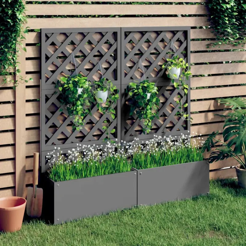 Plantenbak met Latwerk voor Tuin en Balkon - Grijs / 65 x 33 x 135 cm / 2 - Bloempotten & plantenbakken