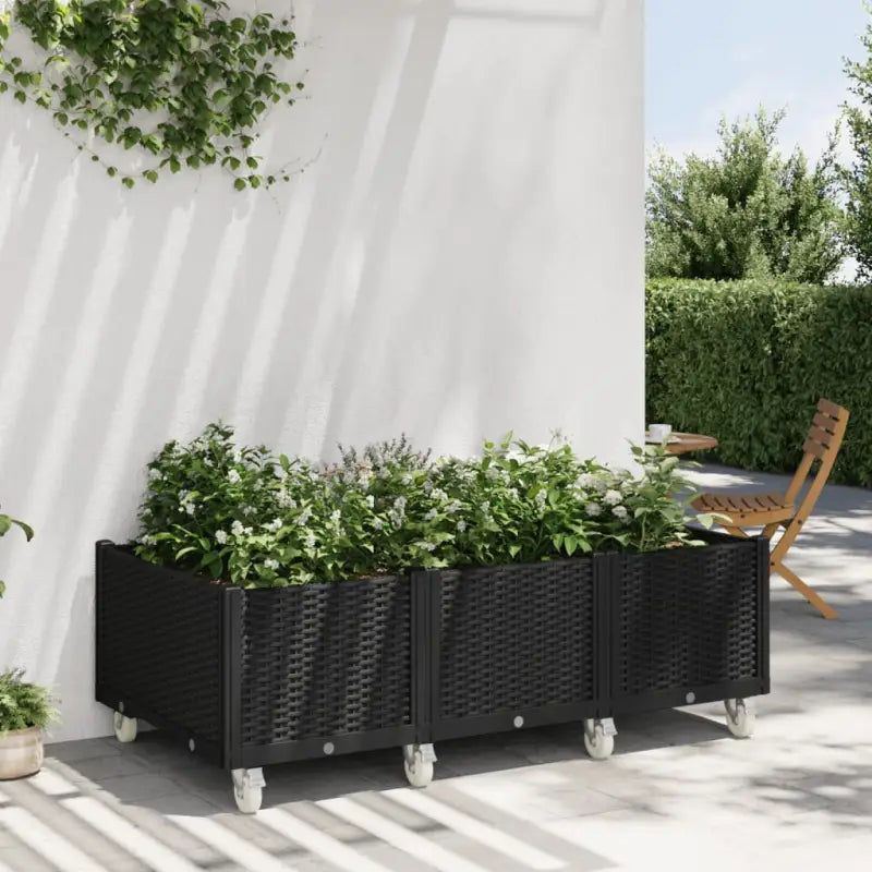 Plantenbak met wielen voor tuin en terras - Zwart / 150 x 80 x 54 cm / 1 - Bloempotten & plantenbakken