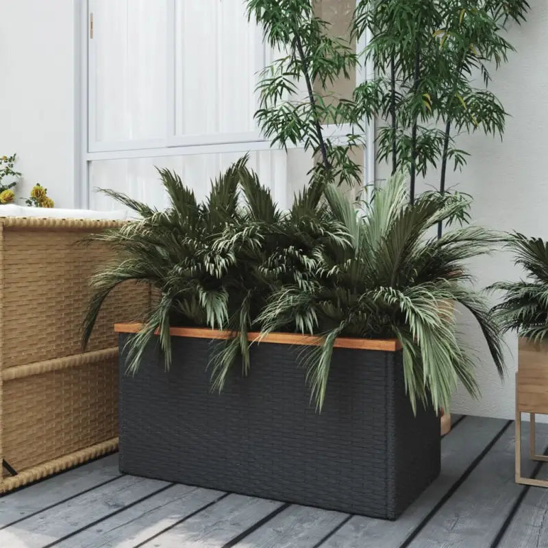 Plantenbak van poly rattan met kunststof binnenzak voor tuin en balkon - 80 x 40 x 40 cm / 1 - Bloempotten &