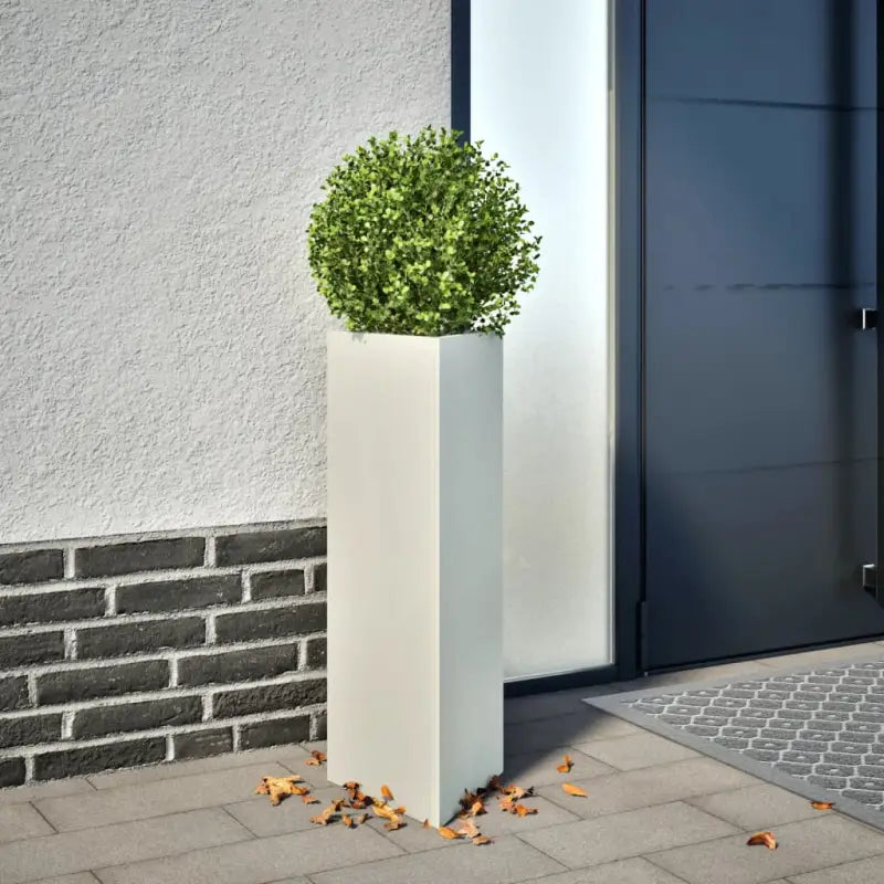 Plantenbak voor je favoriete planten en bloemen voor tuin of balkon - Staal/Wit / 30 x 26 x 75 cm / 2 - Bloempotten &
