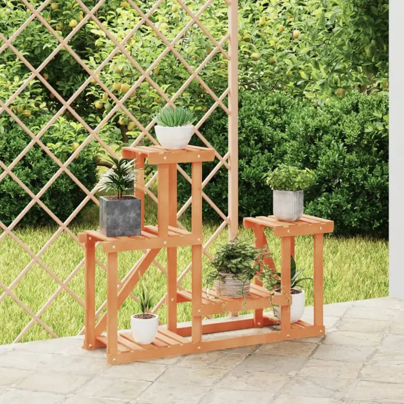 Plantenstandaard met wielen van massief vurenhout voor andere decoratieve spullen - Lichtbruin / 90 x 25 x 73.5 cm / 1