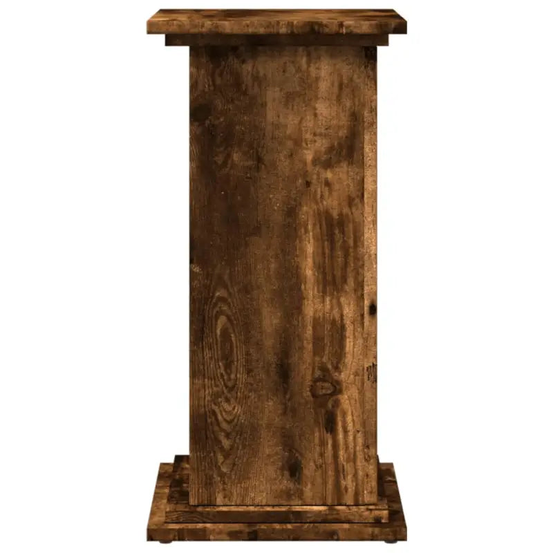 Plantenstandaarden van bewerkt hout in gerookt eiken met opbergruimte - Plantenstandaarden