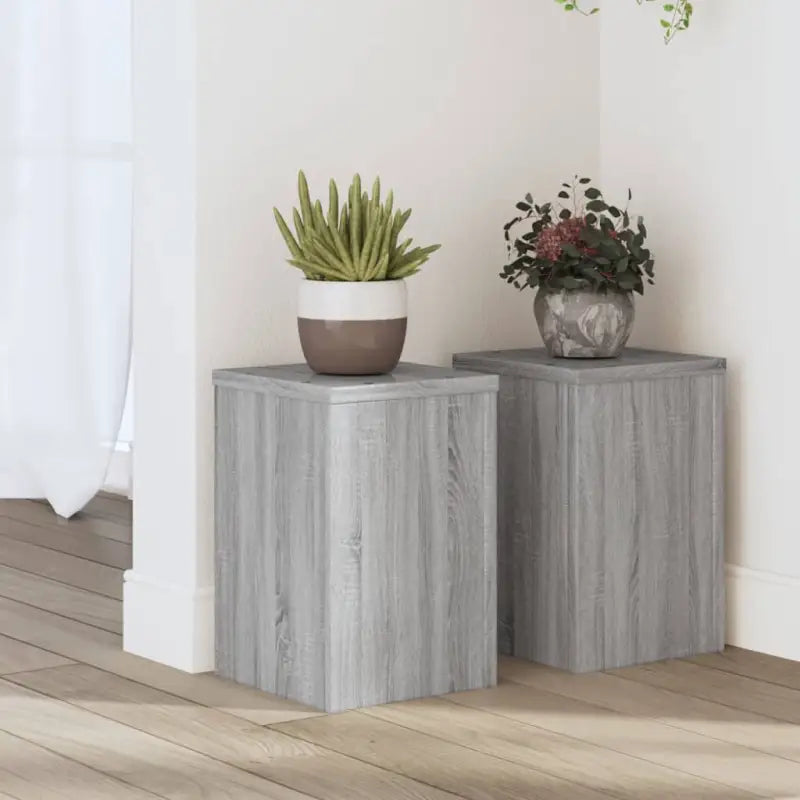Plantenstandaarden van bewerkt hout voor planten en andere decoraties - Grijs sonoma / 20 x 20 x 30 cm / 2