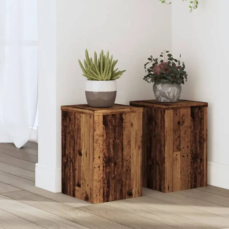 Plantenstandaarden van bewerkt hout voor planten en andere decoraties - Oud hout / 20 x 20 x 30 cm / 2