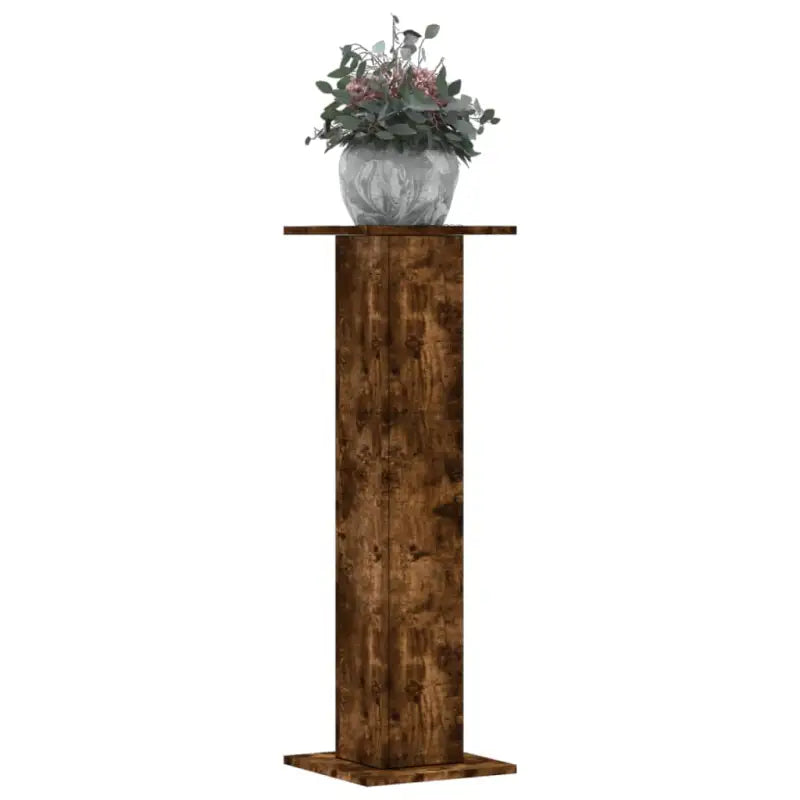Plantenstandaarden van bewerkt hout voor stijlvolle plantpresentaties - Gerookt eiken / 30 x 30 x 95 cm / 1