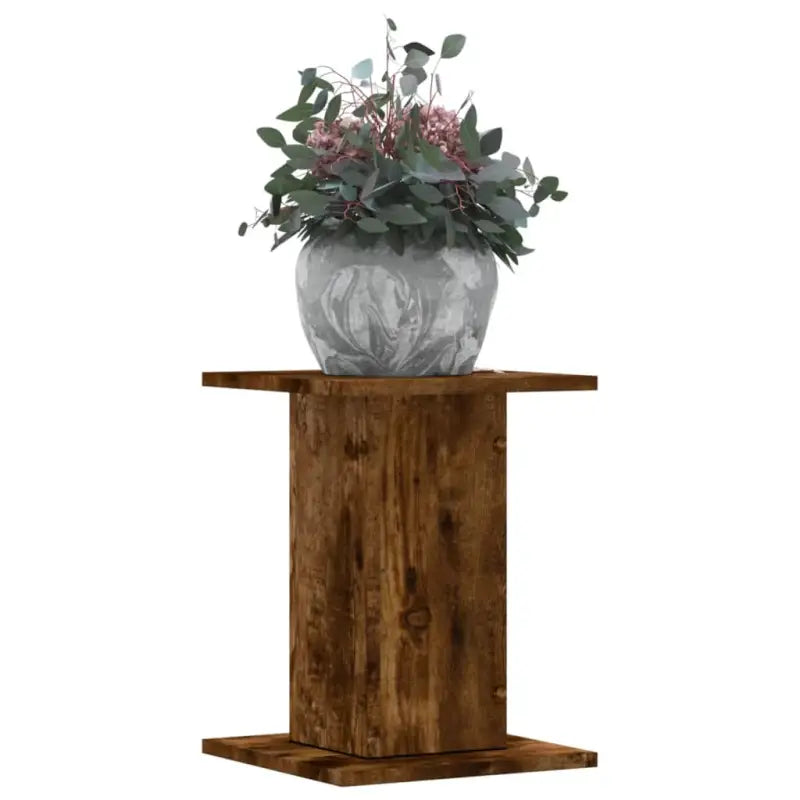 Plantenstandaarden van bewerkt hout voor stijlvolle plantpresentaties - Gerookt eiken / 30 x 30 x 40 cm / 1
