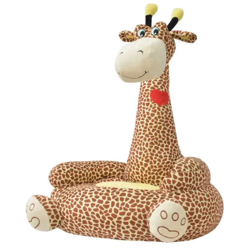 Pluche Kinderstoel met Kroonborduursels voor Speelkamer of Slaapkamer - Giraffe - Kinderstoelen
