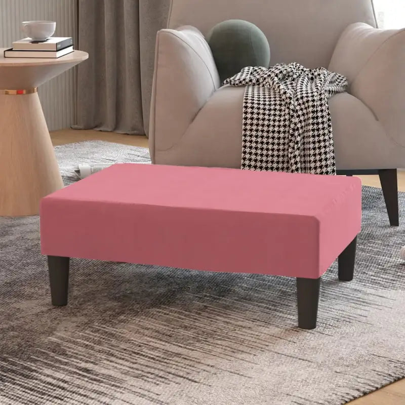 Poefs voetenbank met fluweel voor een stijlvolle woonkamer - Roze / 1 - Poefs