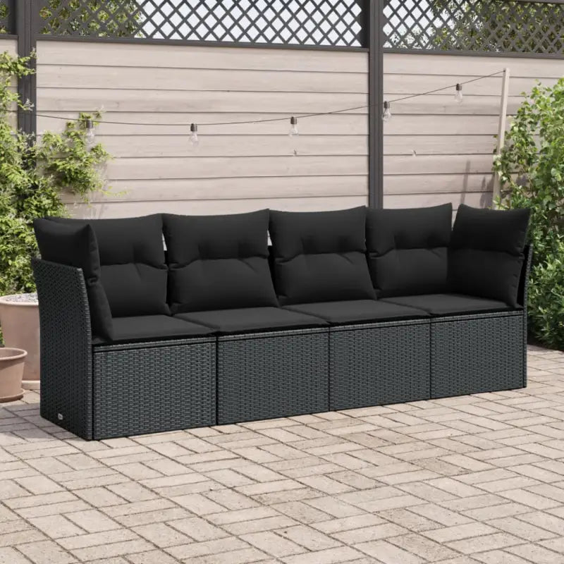 Poly rattan loungeset met comfortabele zitervaring en gepoedercoat staal - Zwart / Zonder tafel - Tuinsets