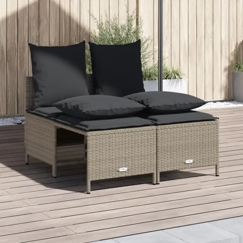 Poly Rattan loungeset met comfortabele zitervaring en wasbare hoes - Lichtgrijs - Tuinsets