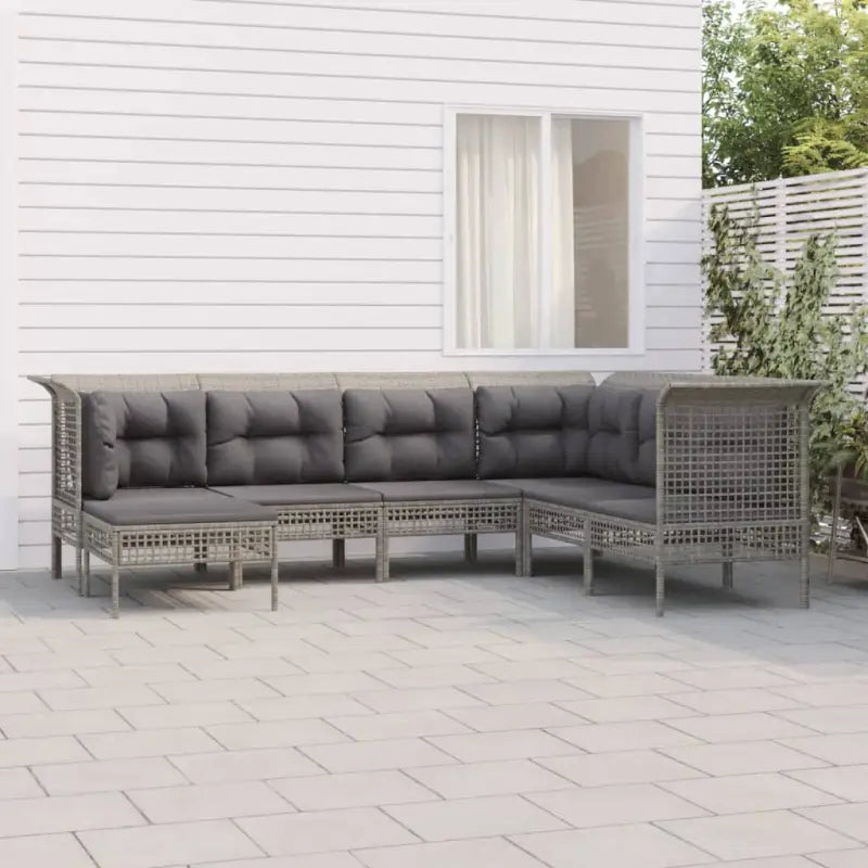 Poly Rattan Loungeset met diepte zitting en rasterontwerp draagvermogen - Tuinsets