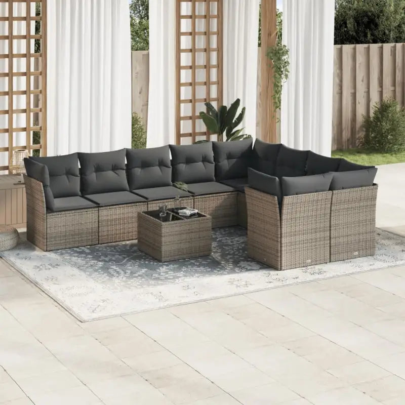 Poly rattan loungeset met gepoedercoat staal en waterdichte tas - Grijs / Met tafel - Tuinsets